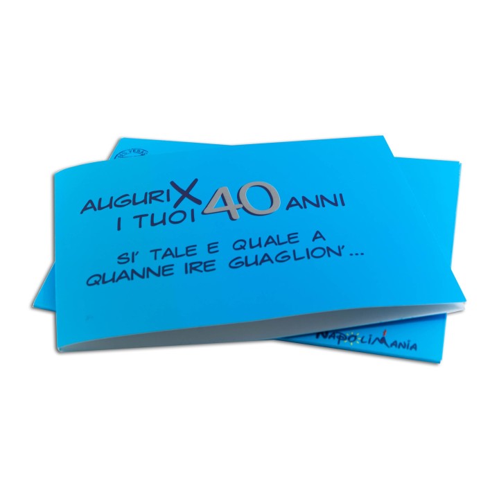 Biglietto di auguri azzurro per 40 anni | Napolimania