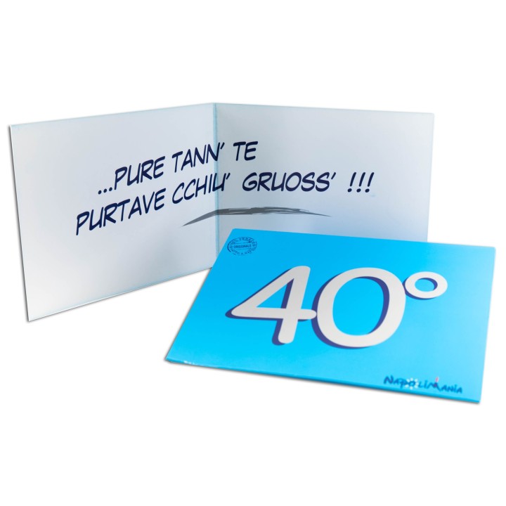 Biglietto di auguri azzurro per 40 anni | Napolimania