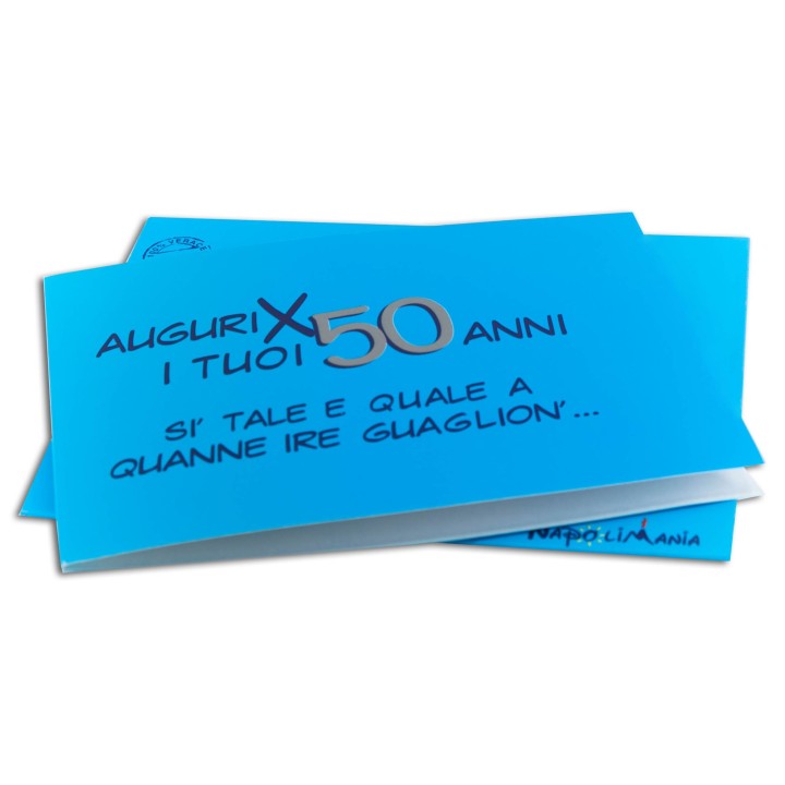 Biglietto di auguri azzurro per 50 anni | Napolimania