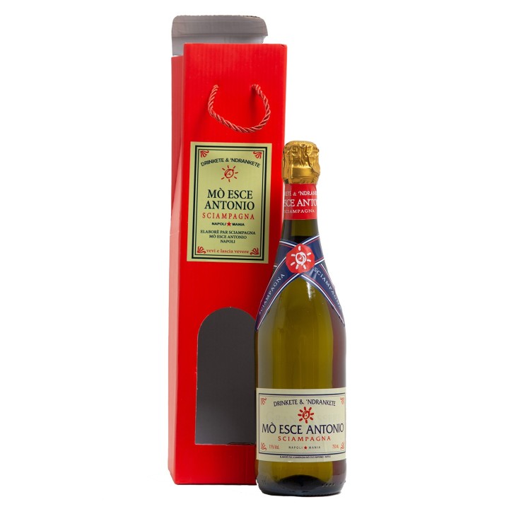 Bottiglia di Vino "MO ESCE ANTONIO" da 750ml|confezione da 1 | Napolimania