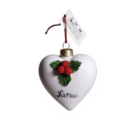 Pallina natalizia a forma di cuore in ceramica fatta a mano per Napolimania decora il tuo Natale con noi