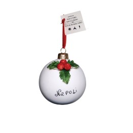 Pallina natalizia da regalo da  diametro 5 cm in ceramica fatta a mano per Napolimania decora il tuo Natale con noi