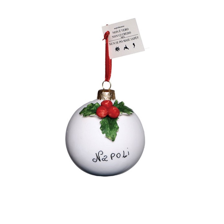 Pallina natalizia da regalo da  diametro 5 cm in ceramica fatta a mano per Napolimania decora il tuo Natale con noi