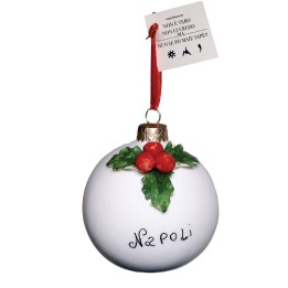 Pallina in ceramica fatta a mano dal diametro di 8 cm il Natale di Napolimania per decorare il tuo Natale con noi