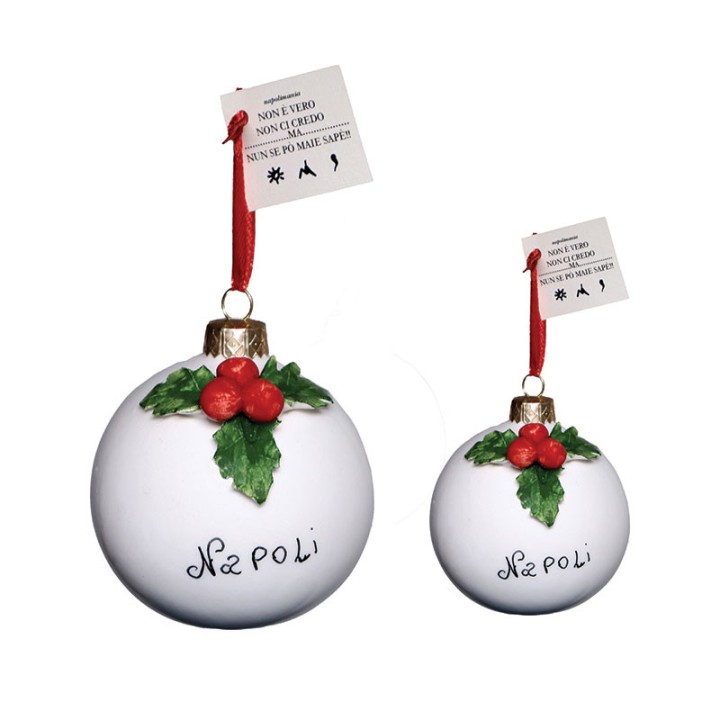 Pallina in ceramica fatta a mano dal diametro di 8 cm il Natale di Napolimania per decorare il tuo Natale con noi