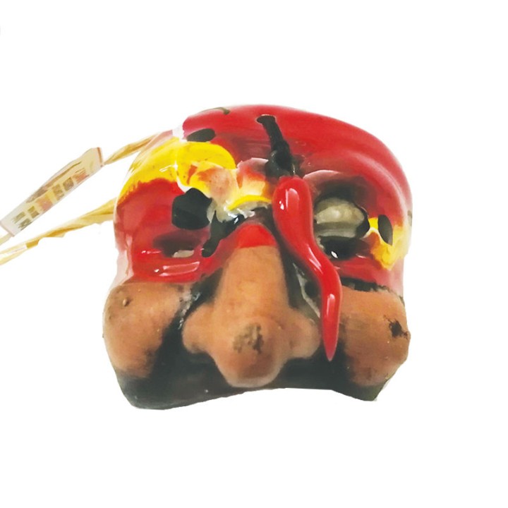 Maschera di Pulcinella con cornetto portafortuna rossa Souvenir Napoli - Corno maschera Pulcinella