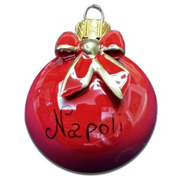 Pallina di Natale in ceramica rossa capodimonte fatta a mano per Napolimania