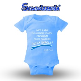 Body neonati con scritte in napoletano, azzurro forza Napoli