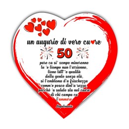 Targa divertente a cuore - Auguri 50 anni