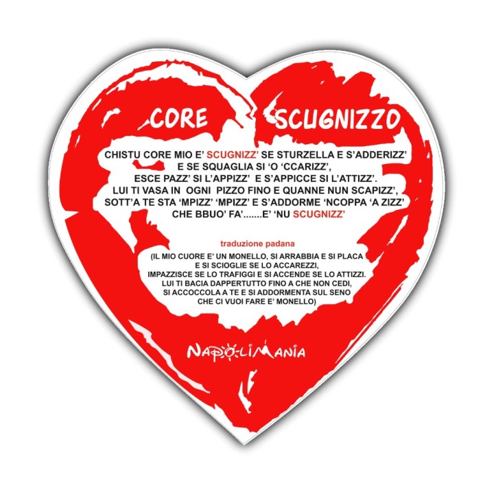 Targa divertente a cuore - Core Scugnizzo | Napolimania