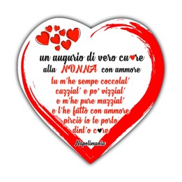Targa divertente a cuore - Nonna | Napolimania