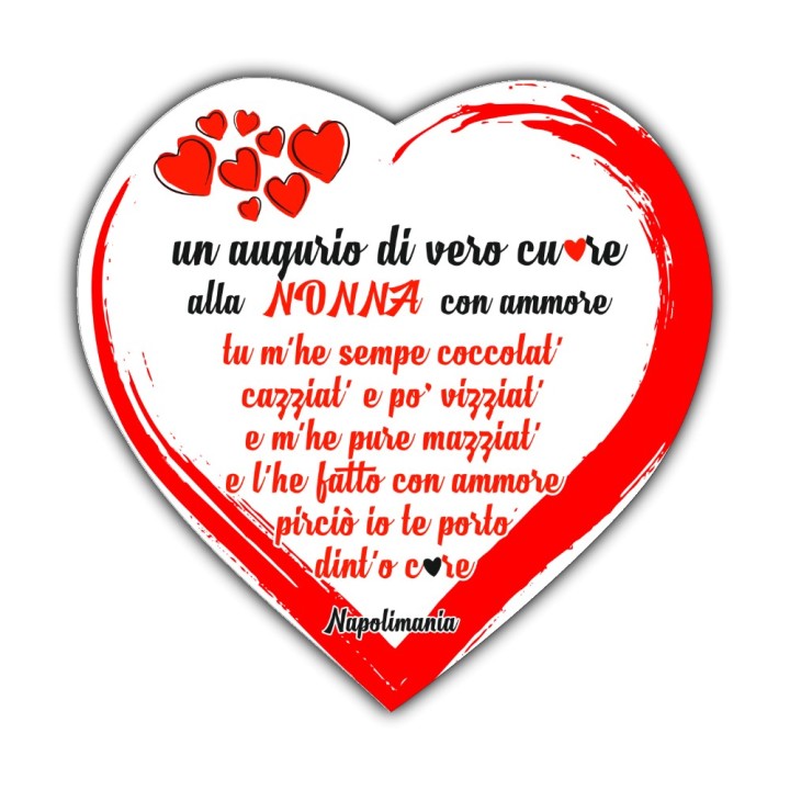 Targa divertente a cuore - Nonna | Napolimania