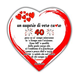 Targa divertente a cuore - Auguri 40 anni | Napolimania