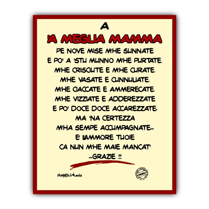 Articoli da regalo divertenti - Targa Meglia Mamma | Napolimania