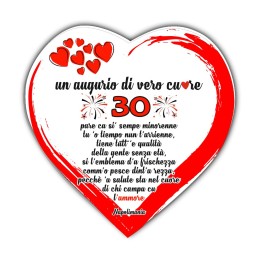 Targa compleanno trent'anni a forma di cuore per persone speciali