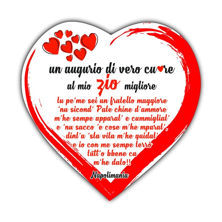 Targa compleanno dedicata allo zio a forma di cuore per una persona a noi cara