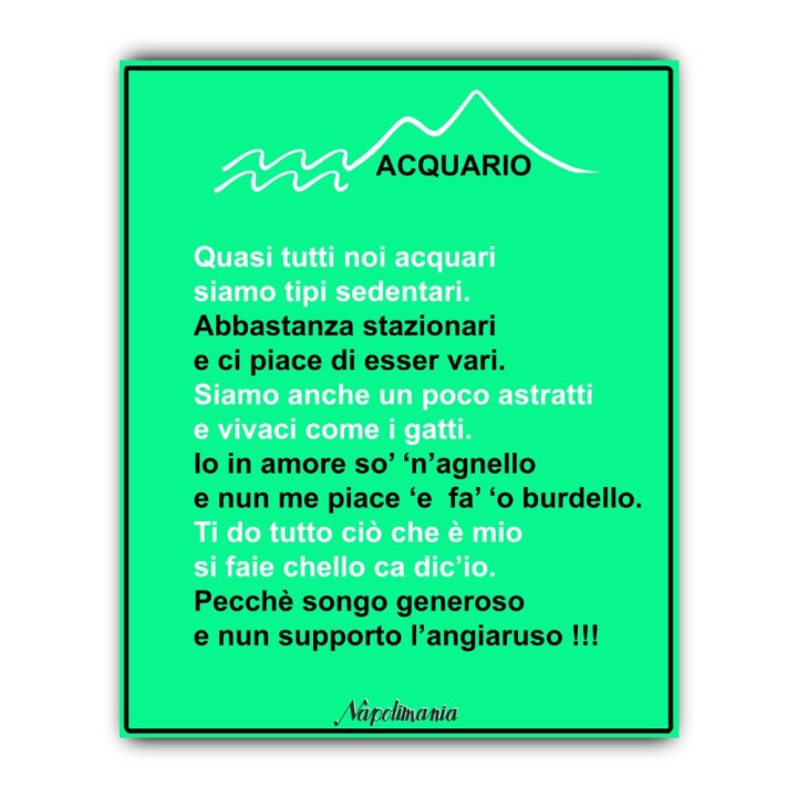 Targa divertente - Oroscopo - Acquario | Napolimania