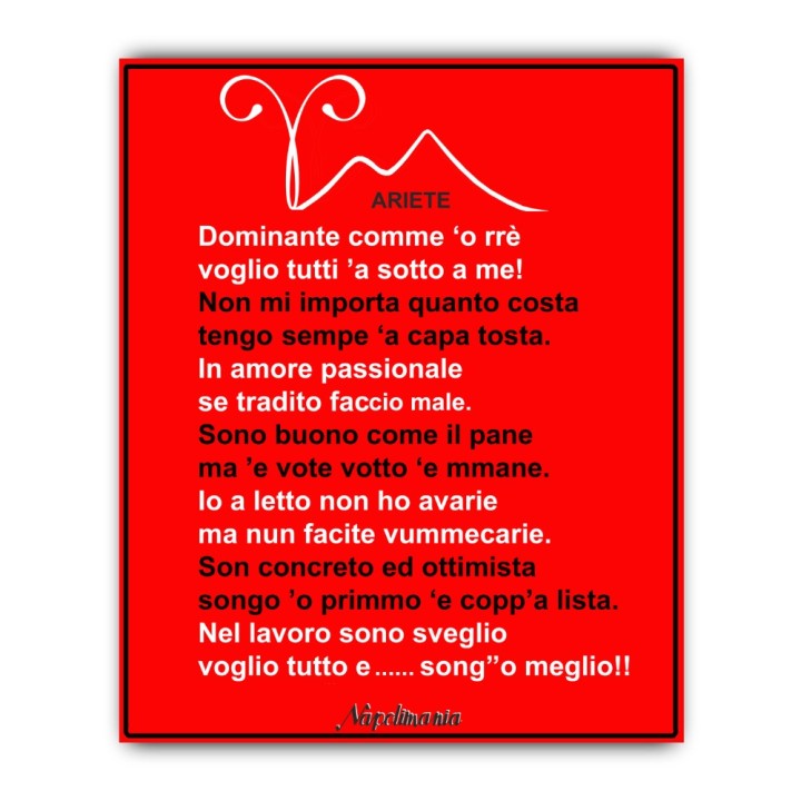 Targa divertente - Oroscopo - Ariete | Napolimania