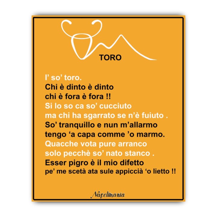 Targa divertente - Oroscopo - Toro | Napolimania