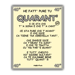 Articoli da regalo divertenti - Targa auguri per 40 anni | Napolimania