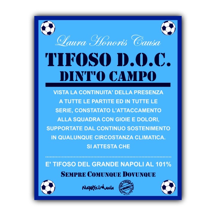 Articoli da regalo divertenti - Targa Tifoso Doc | Napolimania