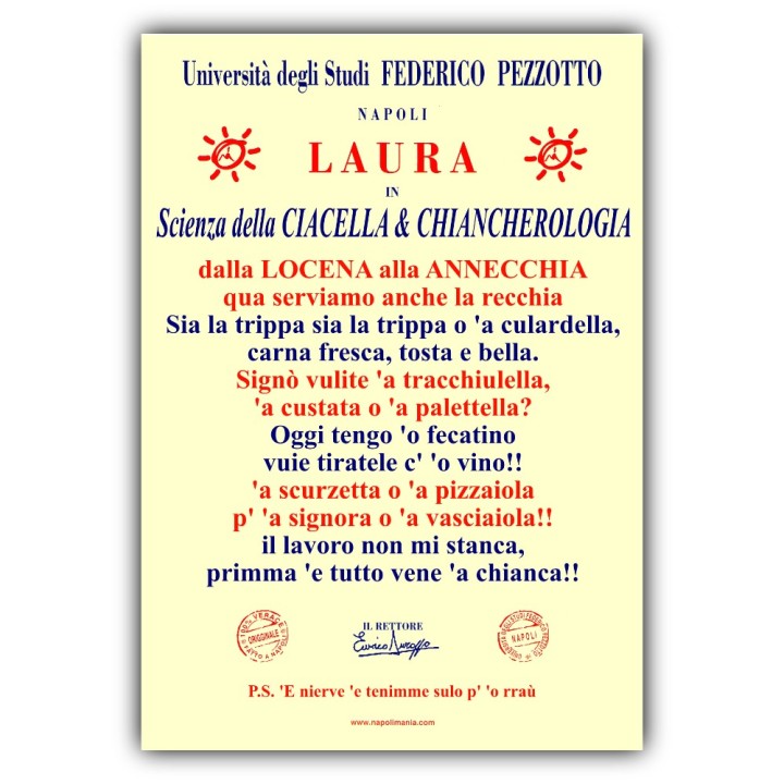 Targa divertente - Laurea Chianchiere | Napolimania