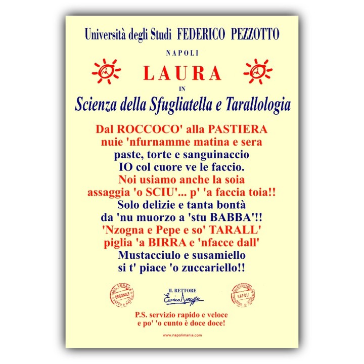 Targa divertente - Laurea Pasticceria | Napolimania