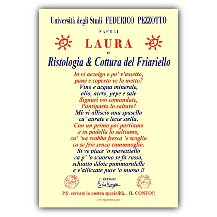Targa per ristorante in napoletano,