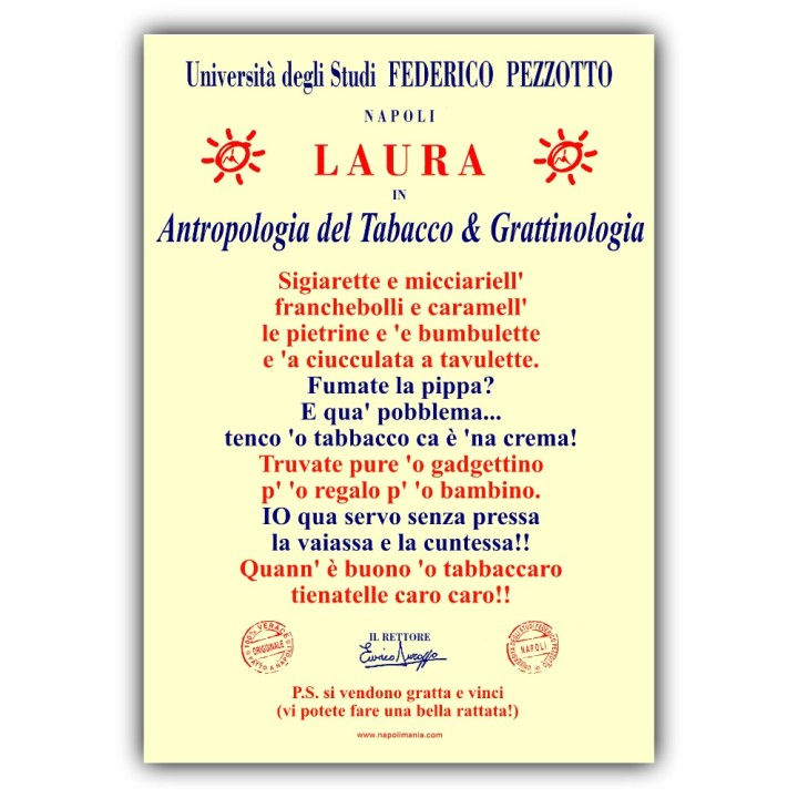 Targa divertente - Laurea Tabaccaio | Napolimania