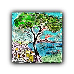 Magnete 5*5 cm panorama Napoli