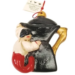 Maschera di Pulcinella con macchinetta del caffè. Souvenir Napoli - Corno maschera Pulcinella