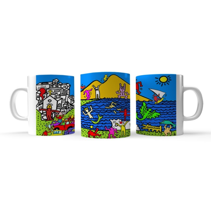 Tazza panorama haring giallo, personalizzata da colazione con panorama di Napoli