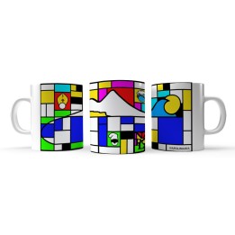 Tazza panorama Mondrian, personalizzata da colazione con panorama di Napoli