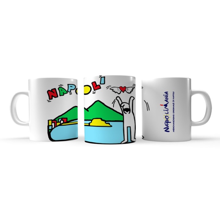 Tazza panorama Pulcinella Haring, personalizzata da colazione con panorama di Napoli