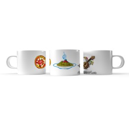 Souvenir Napoli, tazzina in ceramica con simboli della napoletanità