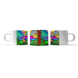 Tazzina da caffè personalizzata dedicata all'amore in stile Britto