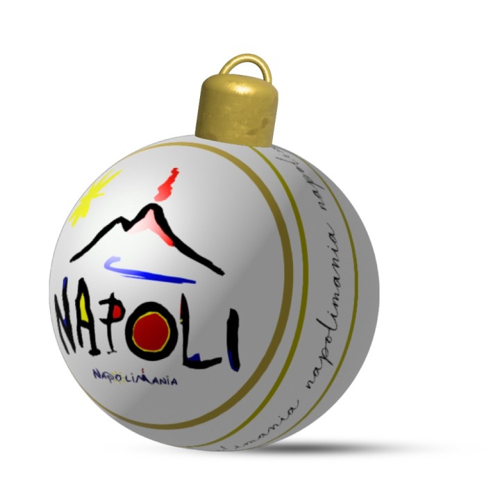 Pallina decorativa per albero di Natale in ceramica con Vesuvio stilizzato: un omaggio alla bellezza di Napoli