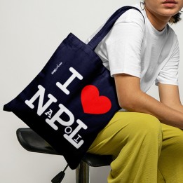 shopper napolimania con scritta i love naples