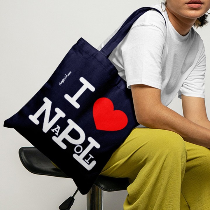 shopper napolimania con scritta i love naples