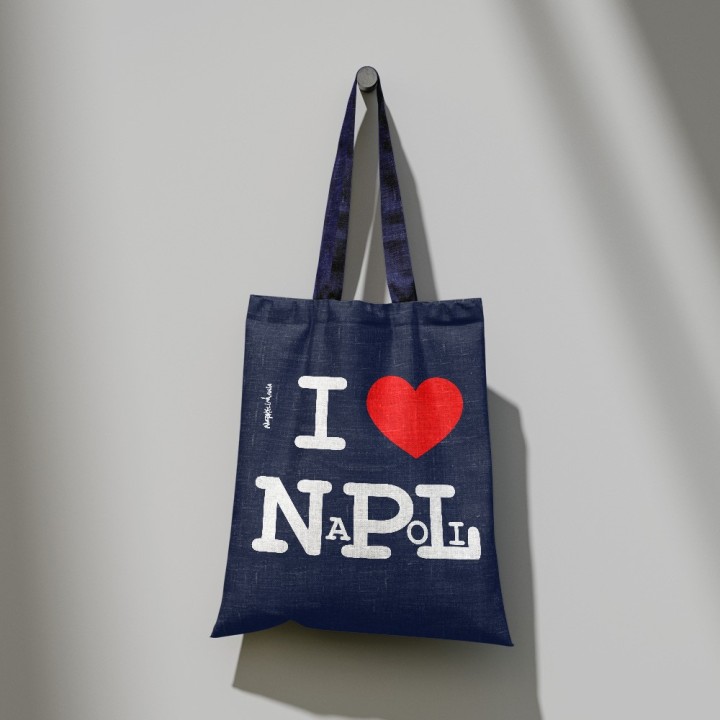 shopper napolimania con scritta i love naples