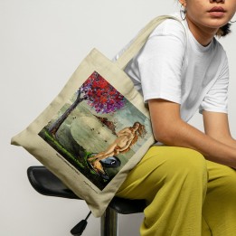shopper con manico, grafica Botticelli divertente