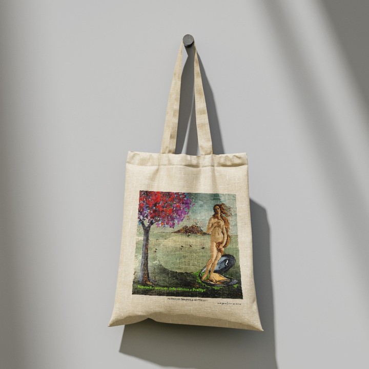 shopper con manico, grafica Botticelli divertente