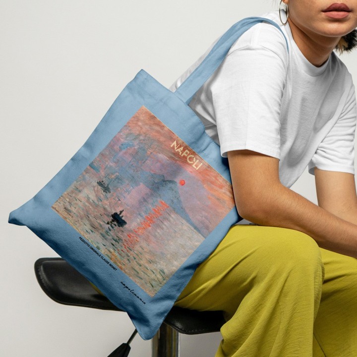 shopper con manico, grafica Monet divertente