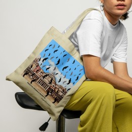 shopper con manico, grafica Magritte divertente