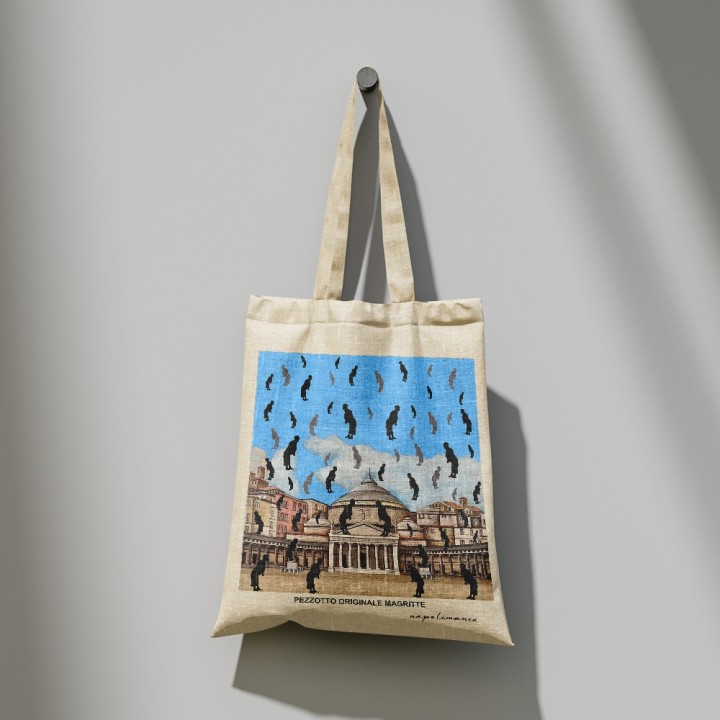 shopper con manico, grafica Magritte divertente