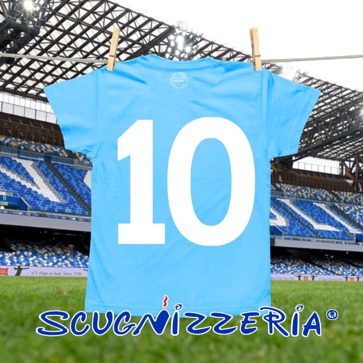 T-shirt bambino Napoli Vintage, la maglia scudettata del Napoli numero 10 sulla schiena