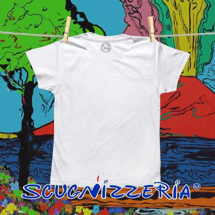 Maglietta bambino t-shirt in cotone su base bianca Vesuvio eruzione