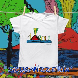 Maglietta bambino t-shirt in cotone su base bianca Vesuvio eruzione