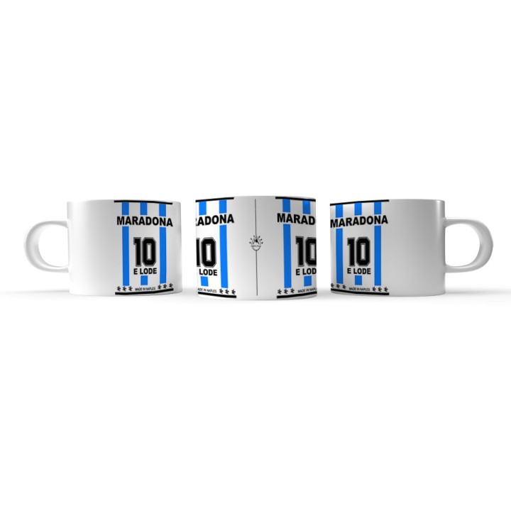 Tazzinaesclusiva Napolimania in ceramica con scritta 10&lode dedicata a Maradona