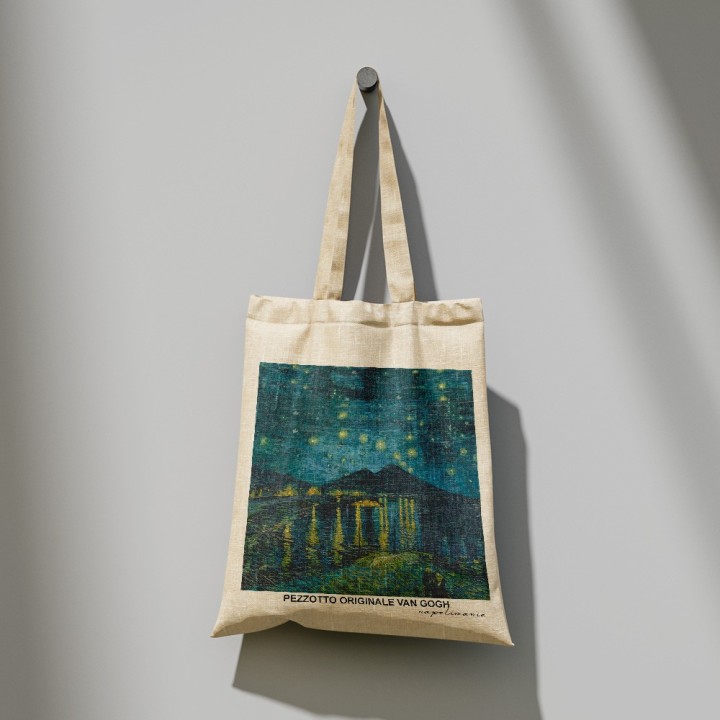 shopper con manico, grafica Van Gogh Notte Girl